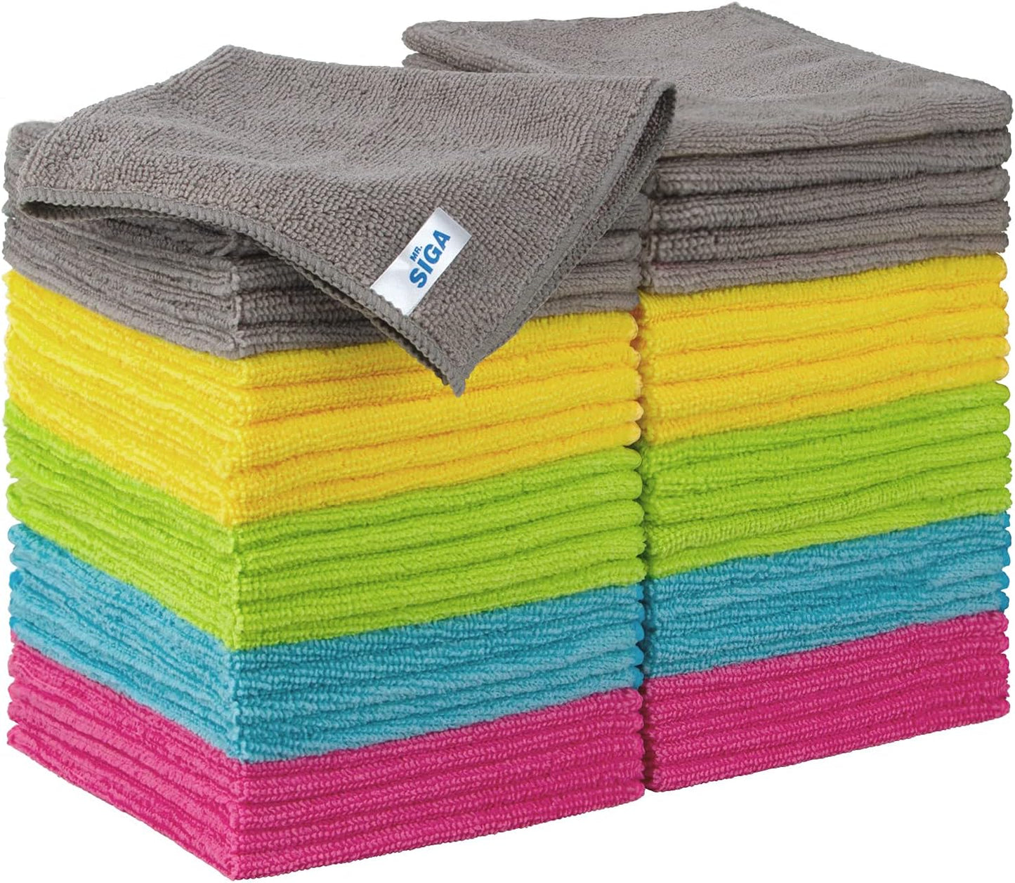 MR.SIGA 50-Pack Microfiber Cleaning Cloths, 11.8 x 11.8 in: Ultimate Cleaning Efficiency!