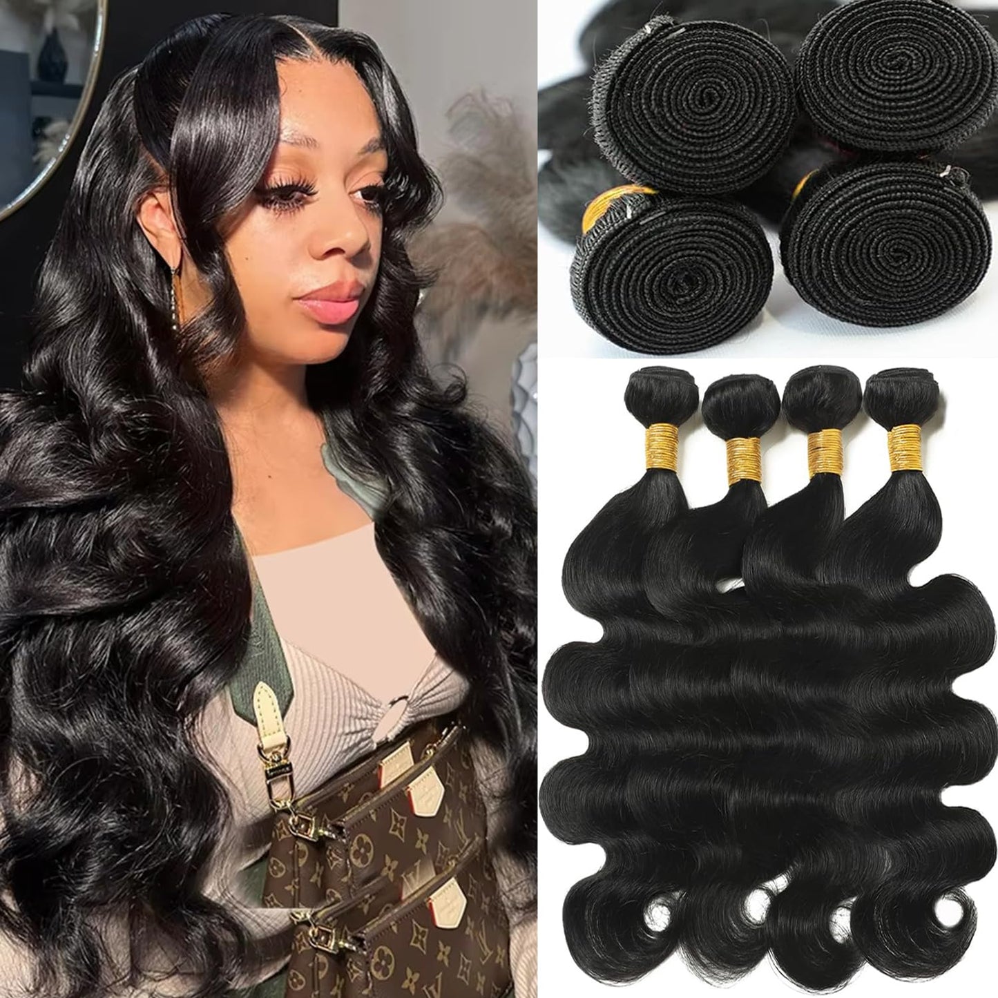 12A Human Hair Bundles Body Wave Extensions for Women 14-20Inch