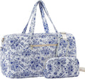Chinoiserie Coastal Quilted Duffle Bag for Women Travel