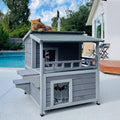 Aivituvin Outdoor Feral Cat House with Large Balcony and Escape Door