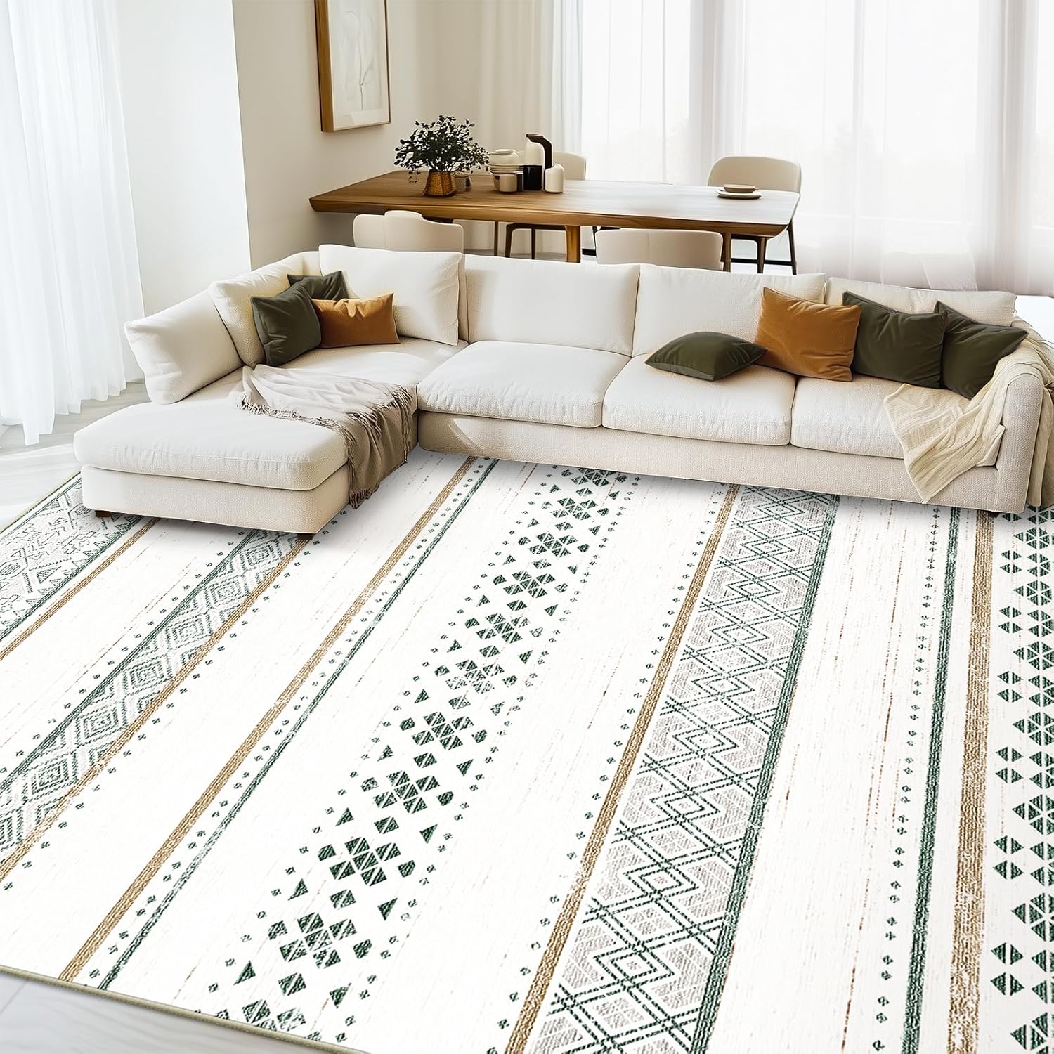 8x10 Area Rugs for Living Room Washable Moroccan Farmhouse Style