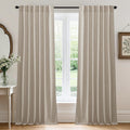 RYB HOME Natural Beige Linen Sheer Curtains 90 in - Light Filtering