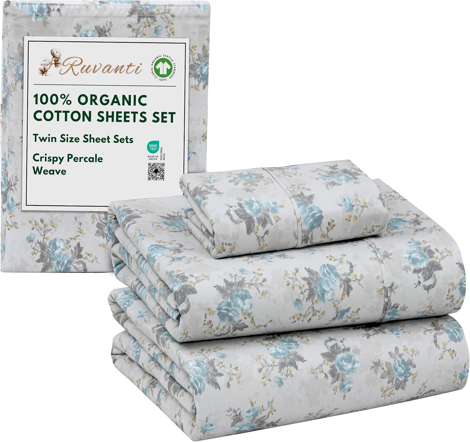 100% Organic Cotton Twin Size Sheets for Breathable Comfort