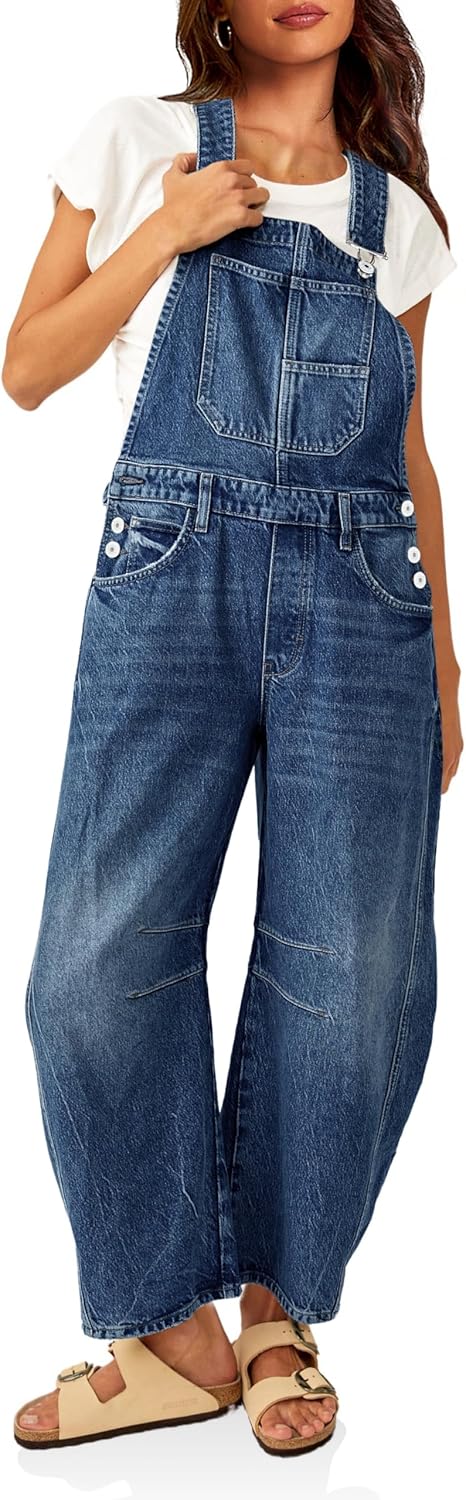 Stylish Womens Denim Bib Overalls with Adjustable Straps