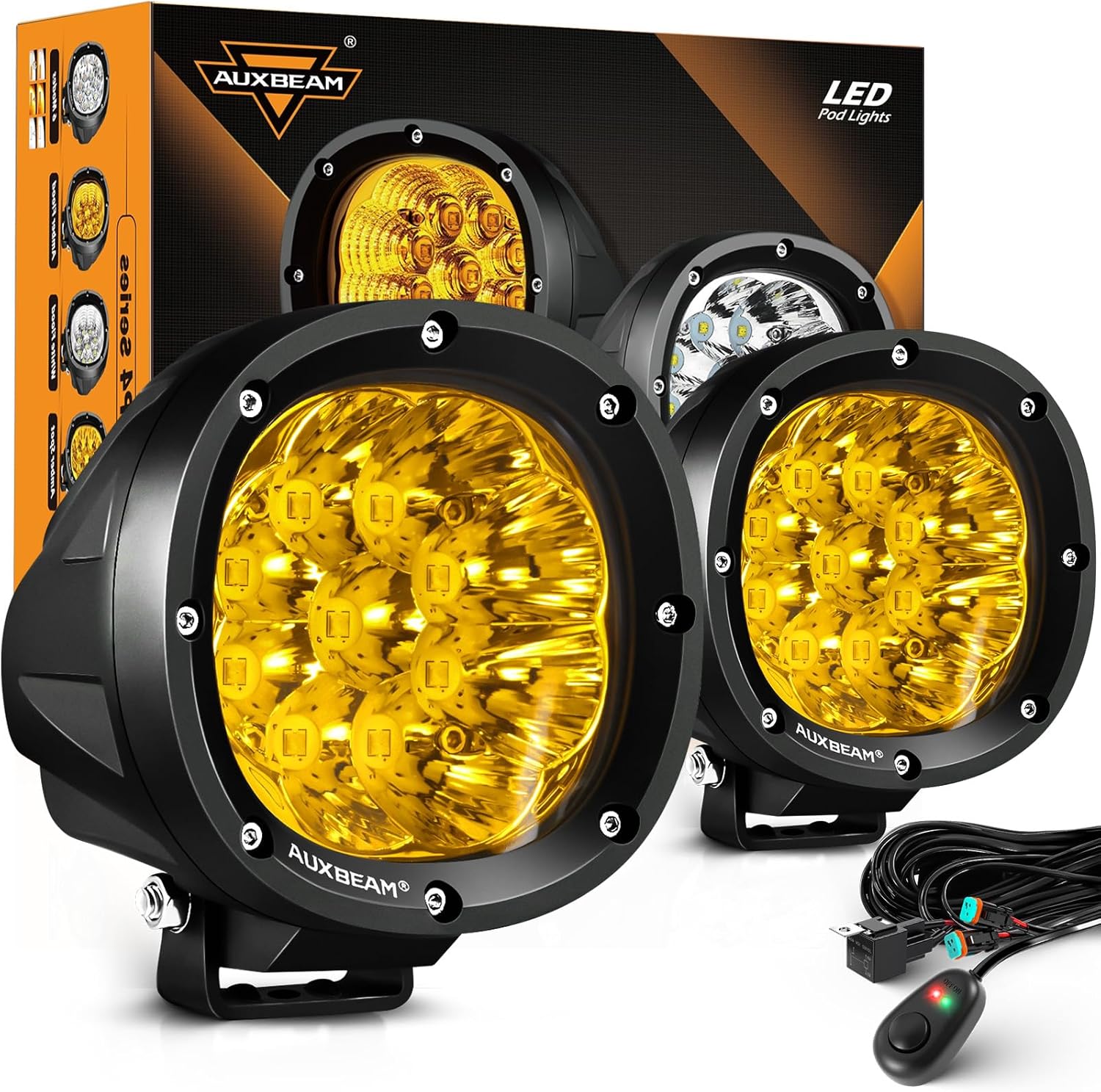 Auxbeam P4 Series LED Amber Fog Lights for Offroad Vehicles