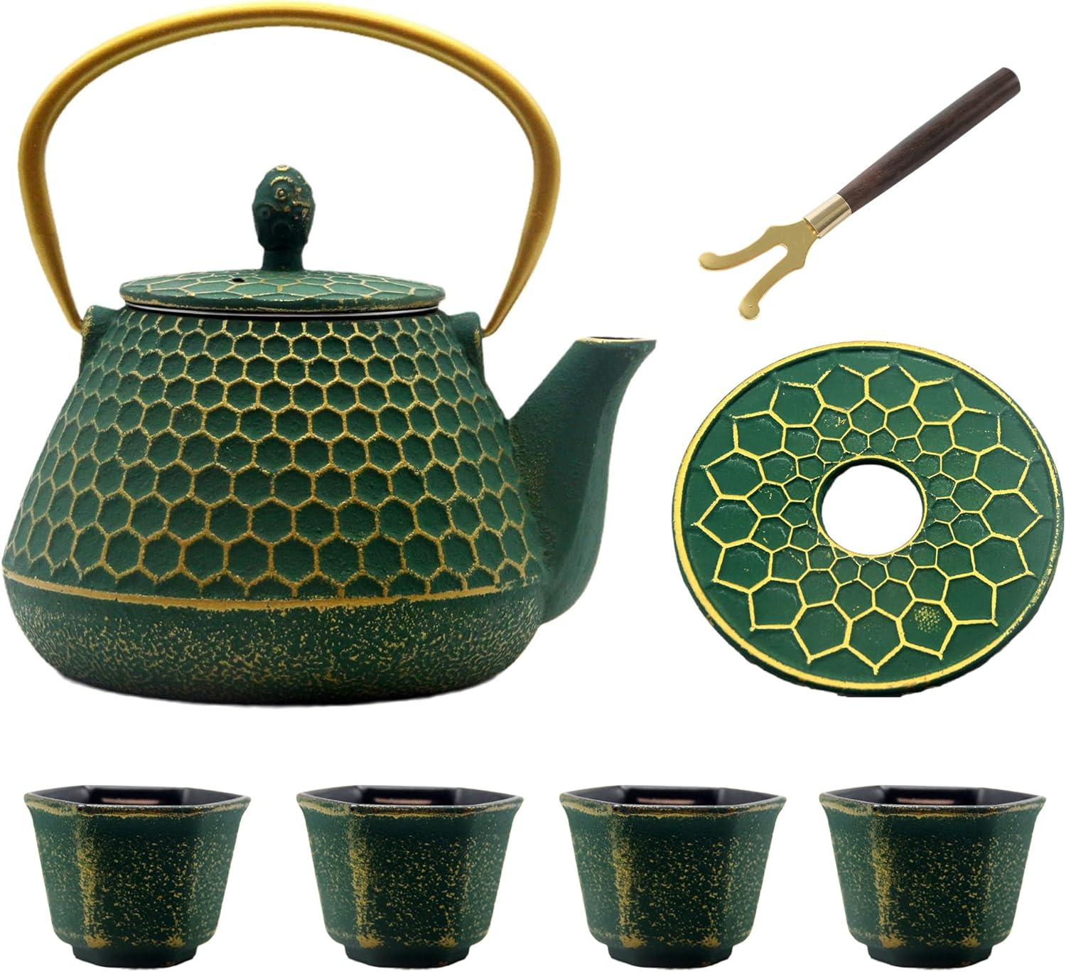 YJX Cast Iron Teapot Set with Cups for Perfect Tea Experience