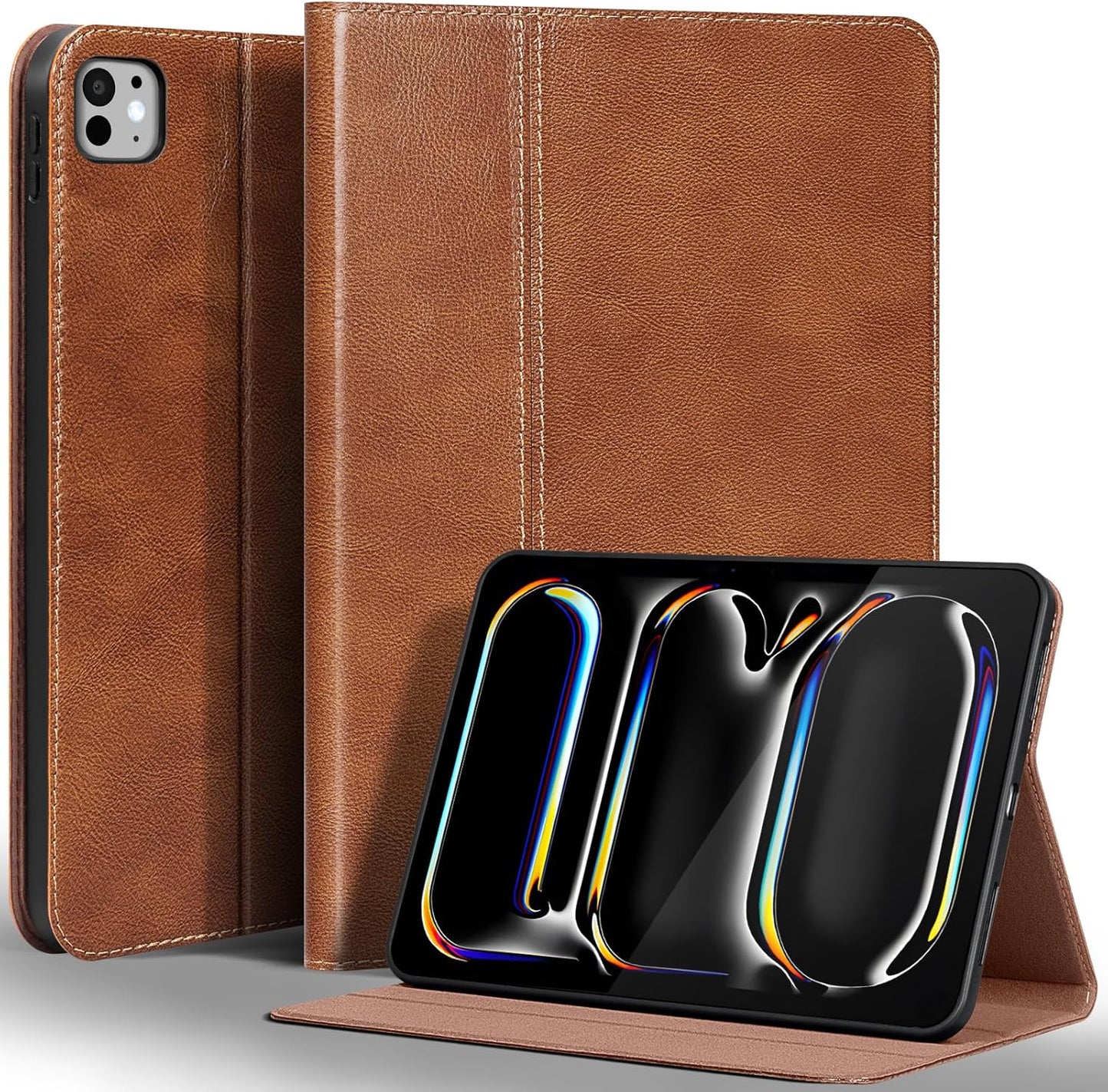 Genuine Leather Case for iPad Pro 13 Inch M4 2024 with Stand