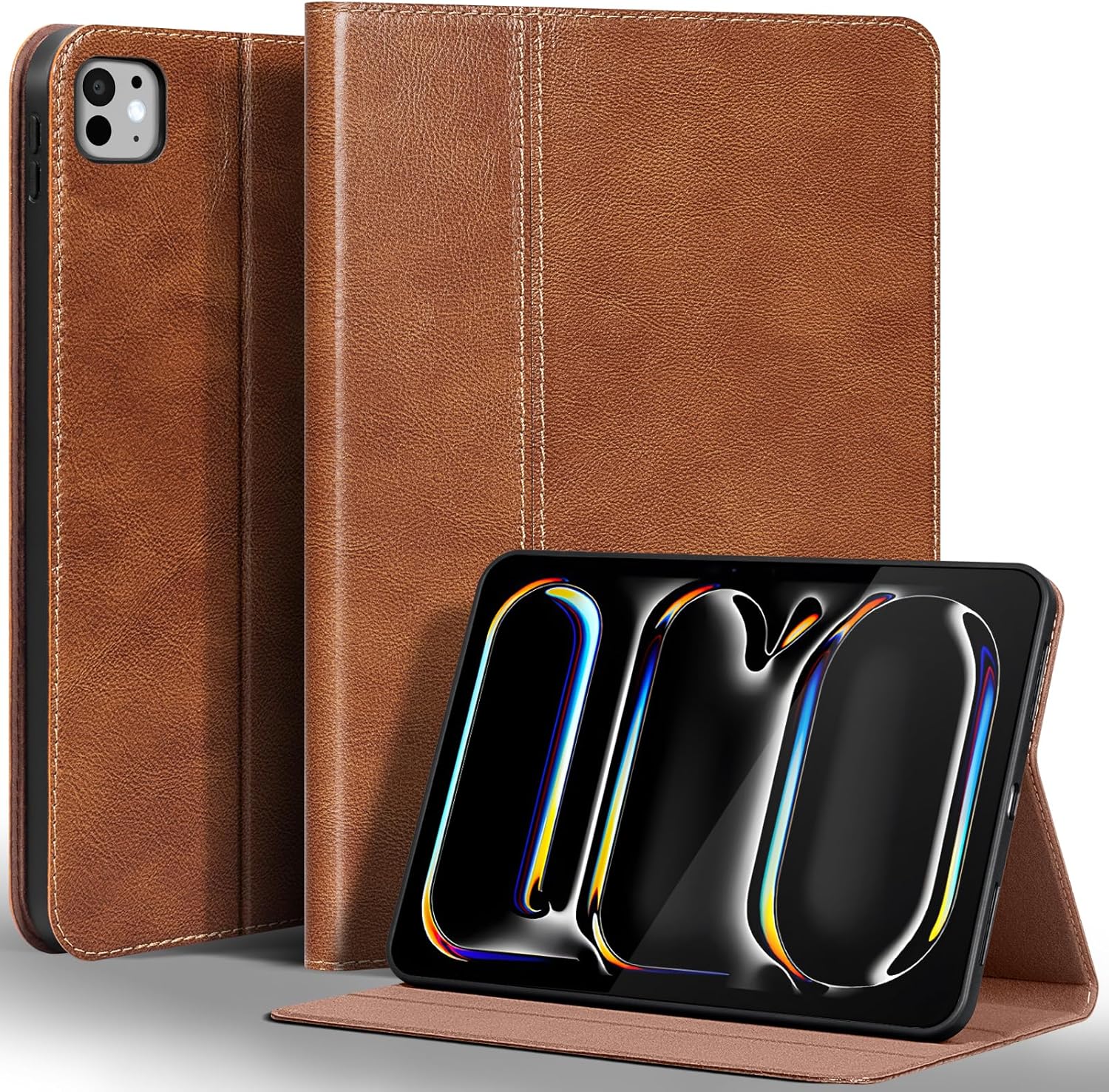 Genuine Leather Case for iPad Pro 13 Inch M4 2024 with Stand