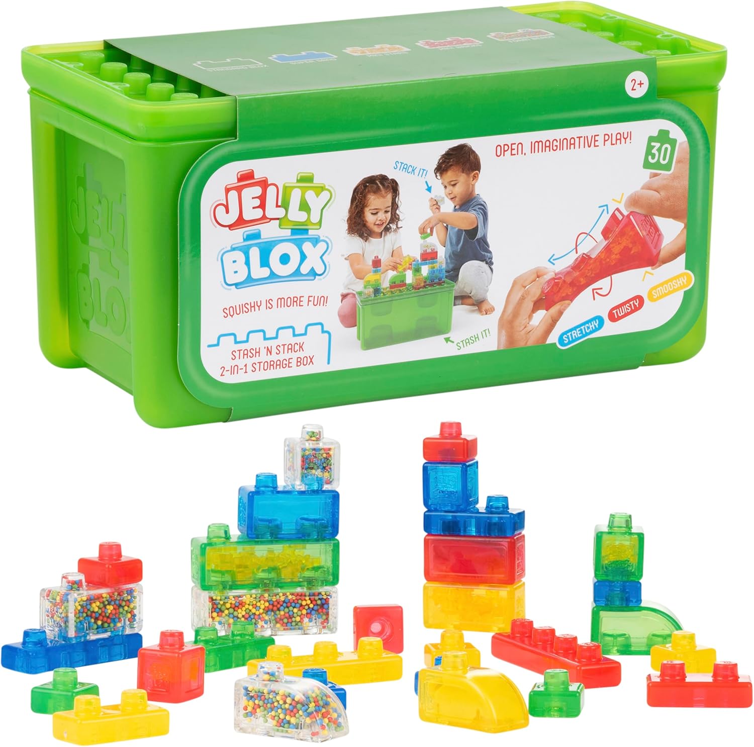 Jelly Blox Stash 'N Stack 2-in-1 Storage Case for Kids Fun