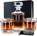 Personalized 5 pc Whiskey Decanter Set - Custom 750ml Decanter with 4
