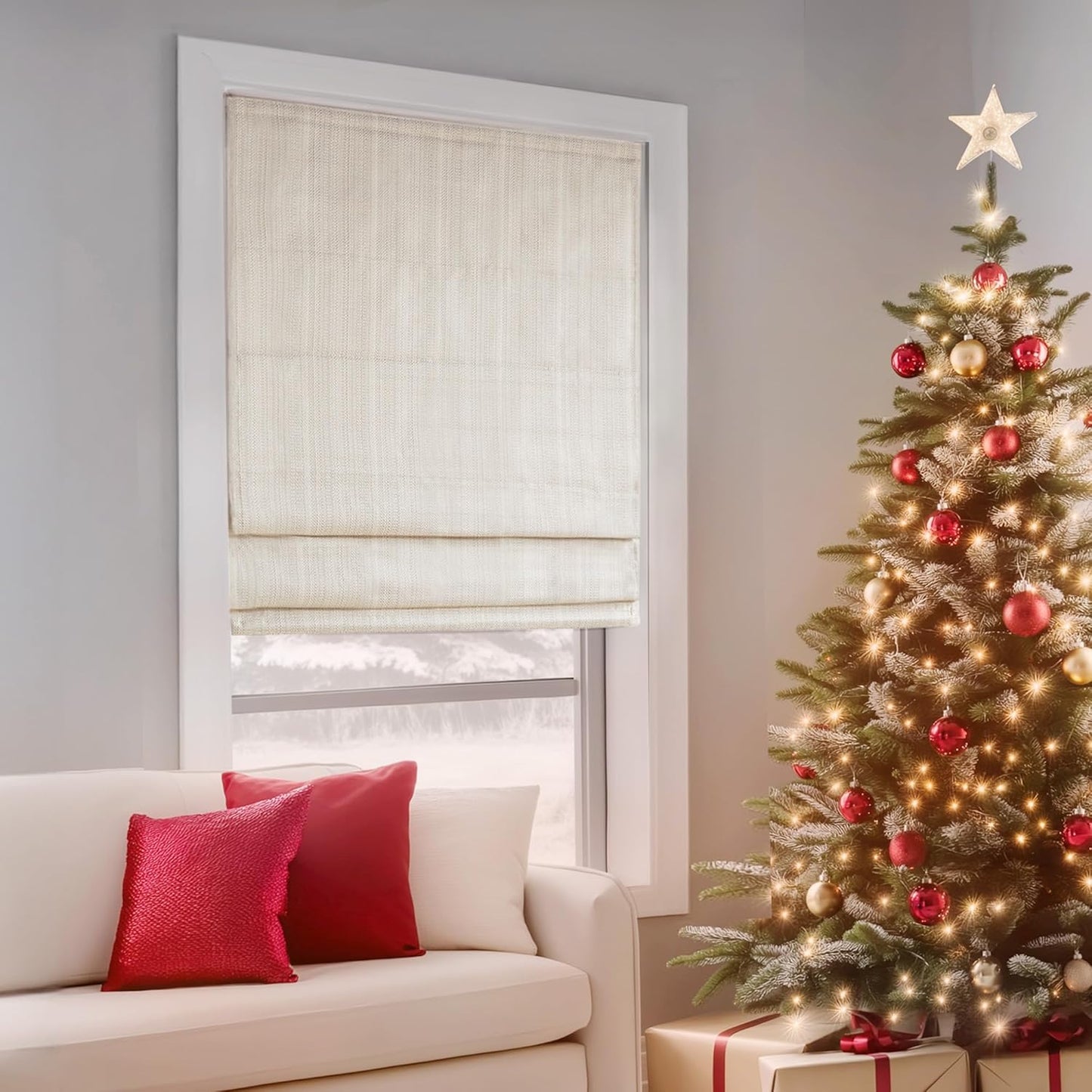 Madison Park Galen Cordless Roman Shade for Modern Spaces
