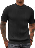 Men's Mock Turtleneck Short Sleeve Ribbed Knit Pullover - Casual Shoes