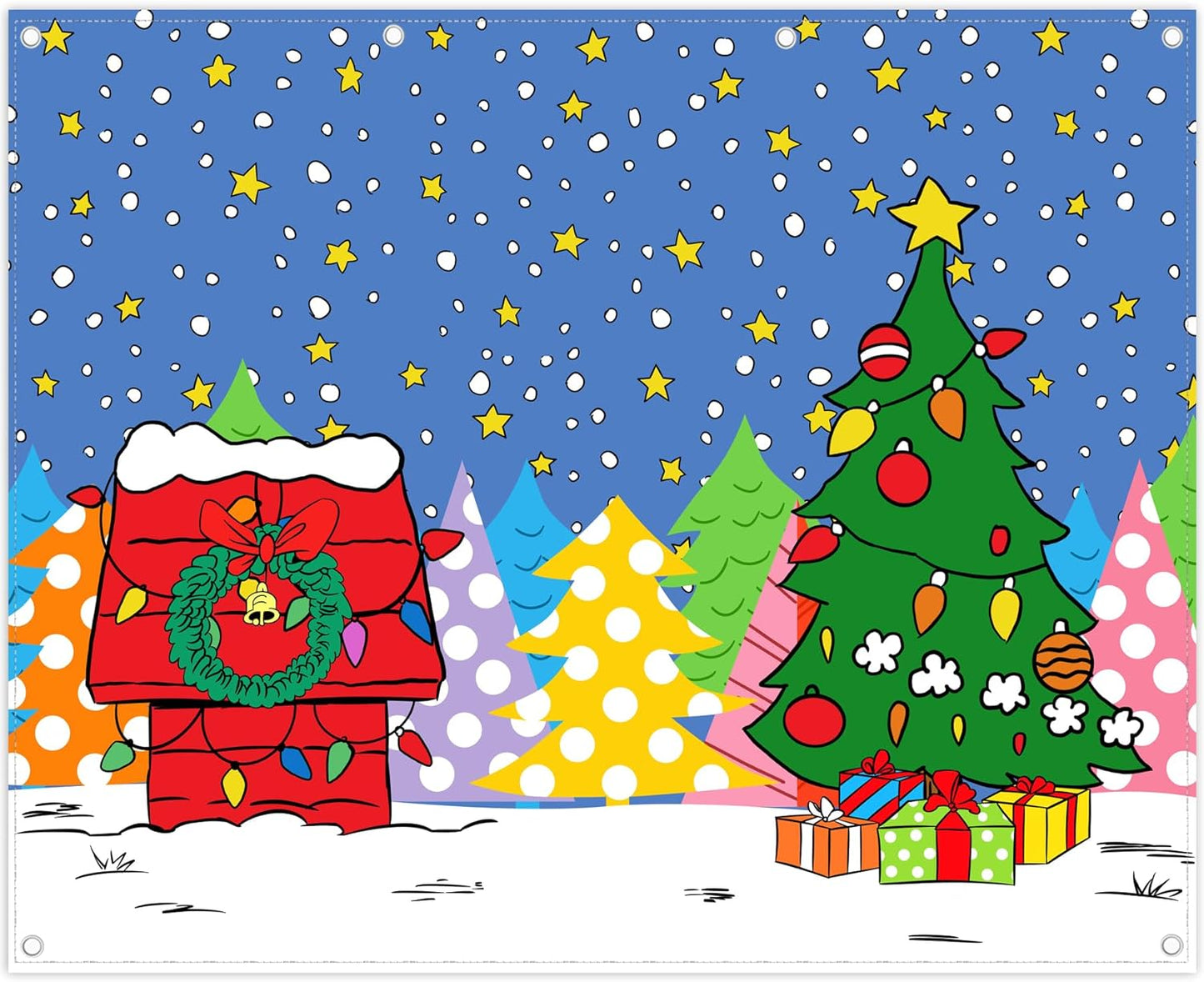 Yriujul 10x8ft Cartoon Christmas Night Photography Backdrop