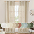 Natural Linen Curtains 95 in Light Filtering Drapes - Soft Privacy