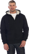 Men's Heavyweight Sherpa Lined Fleece Hoodie Jacket - Warm Everyday