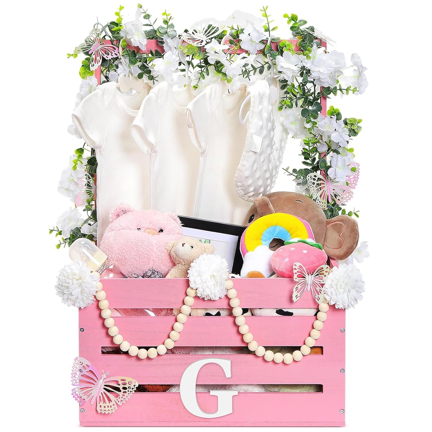 Juexica Wooden Baby Shower Crate Closet with Butterfly Theme
