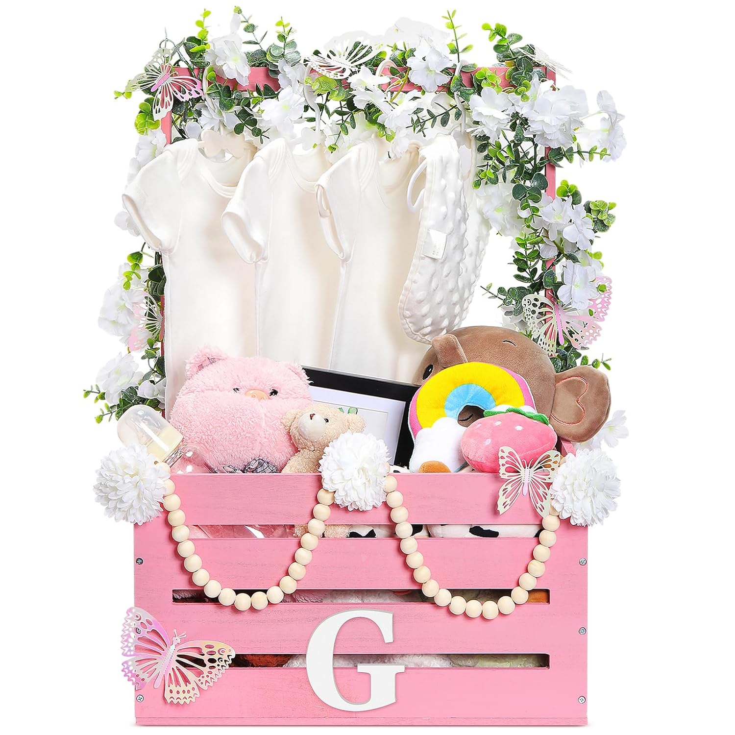 Juexica Wooden Baby Shower Crate Closet with Butterfly Theme