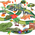 Dinosaur Track Toys for Kids - Flexible Race Car Track Set with Lights