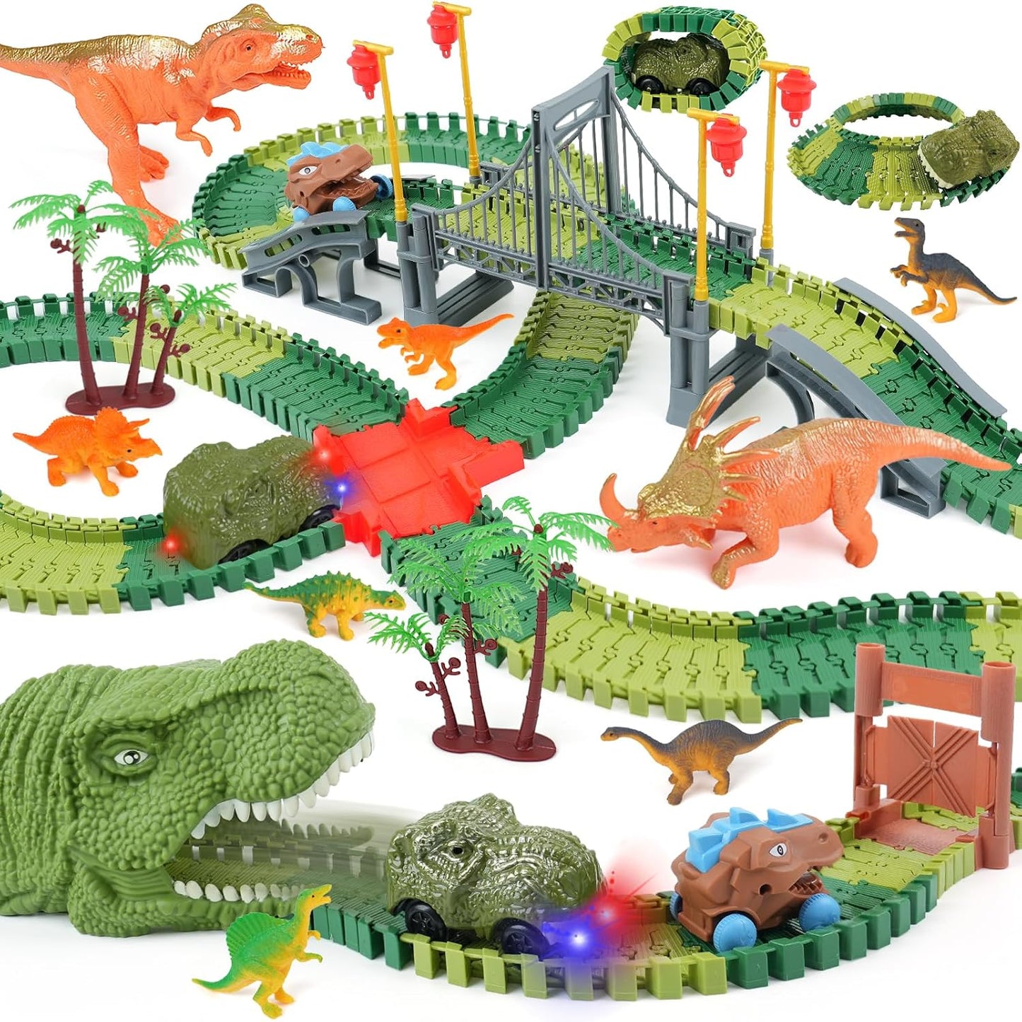 Dinosaur Track Toys for Kids - Flexible Race Car Track Set