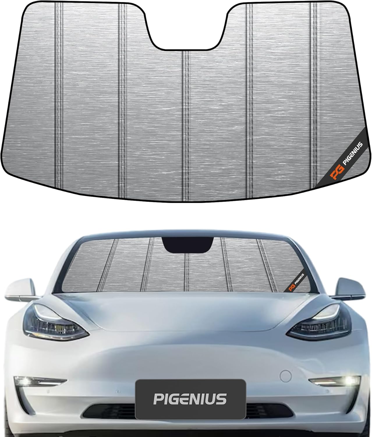 Windshield Sunshade for Tesla Model 3 and Model Y - Metallic