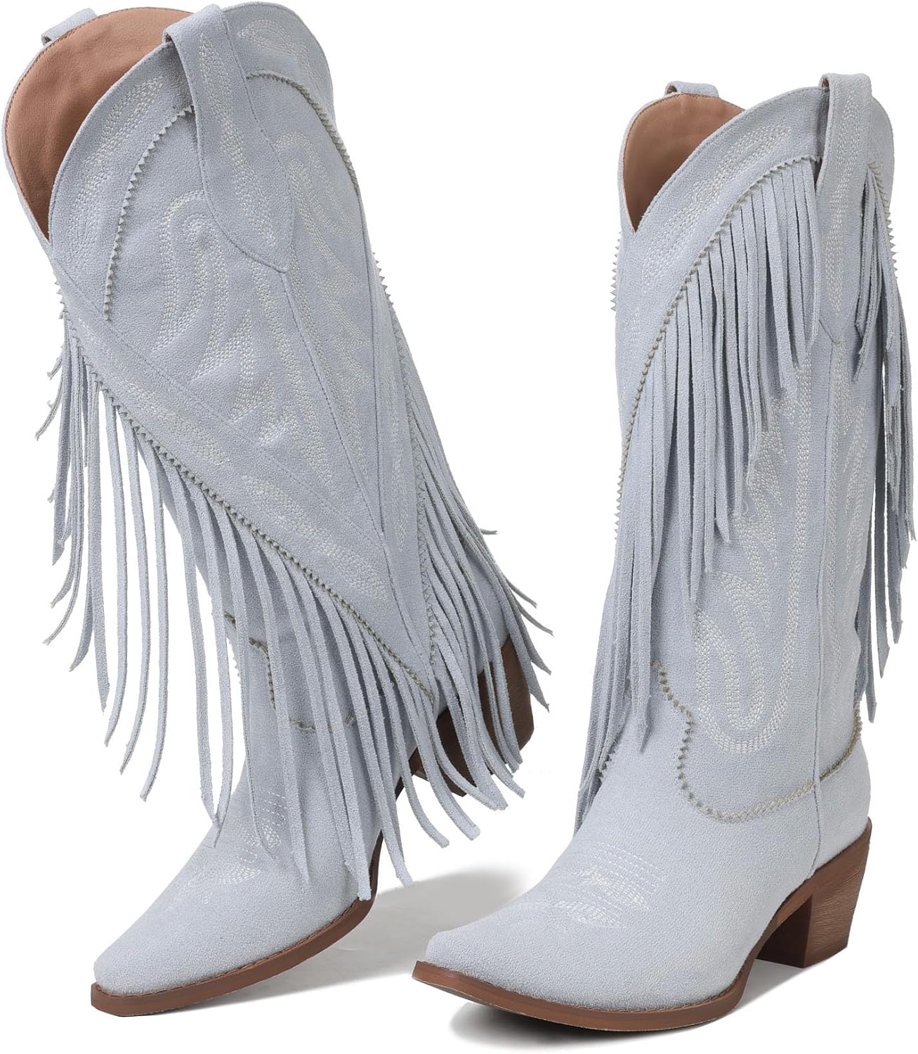 Cowboy Boots for Women Retro Pointed Toe Chunky Heel Style