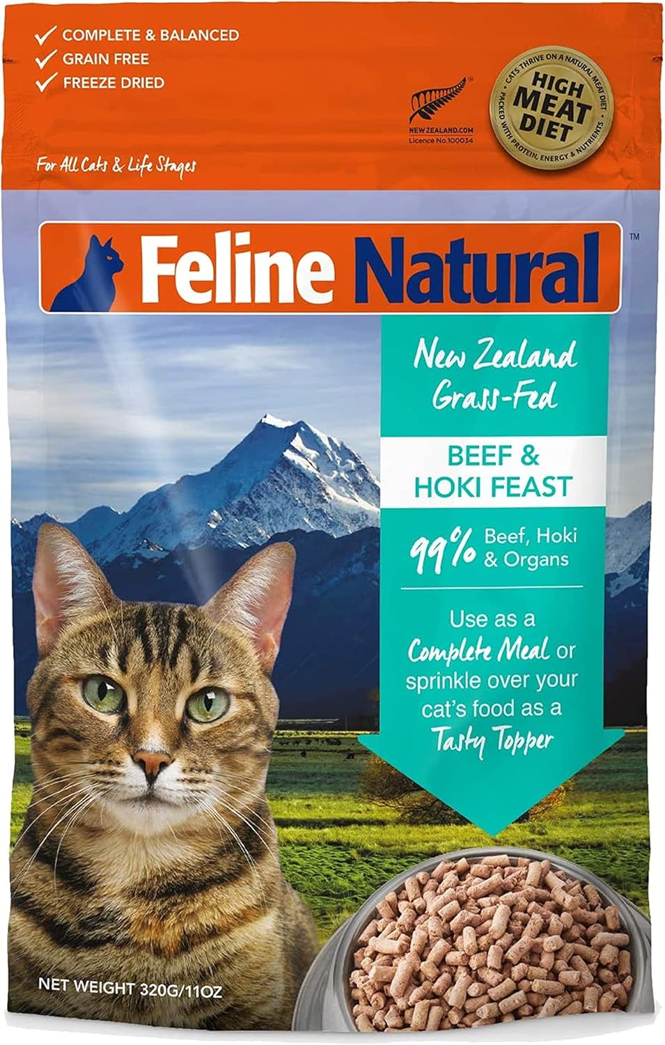 Feline Natural High Protein Dry Cat Food with 98% Meat & Seafood