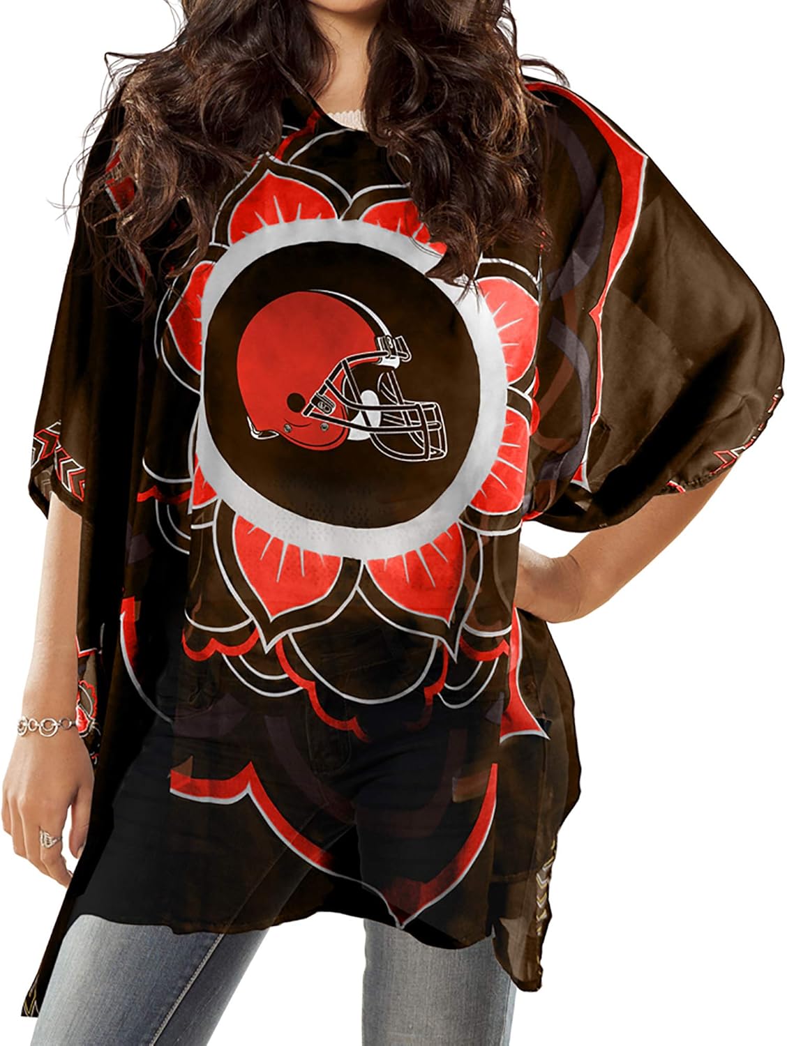 NFL Sheer Caftan with Flower Design for Women - Team Spirit