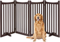 36 in Extra Tall Freestanding Pet Gate 4-Panel Wooden Dog Fence - Tall