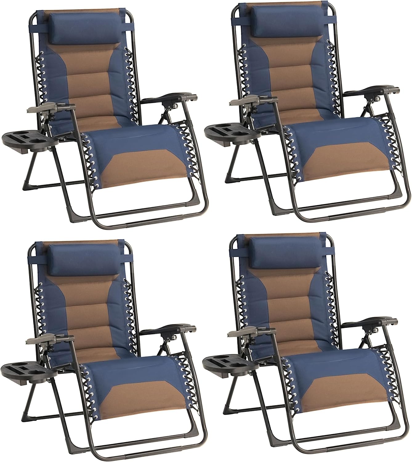 Oversized Padded Zero Gravity Chair Set of 4 for Outdoor Relaxation