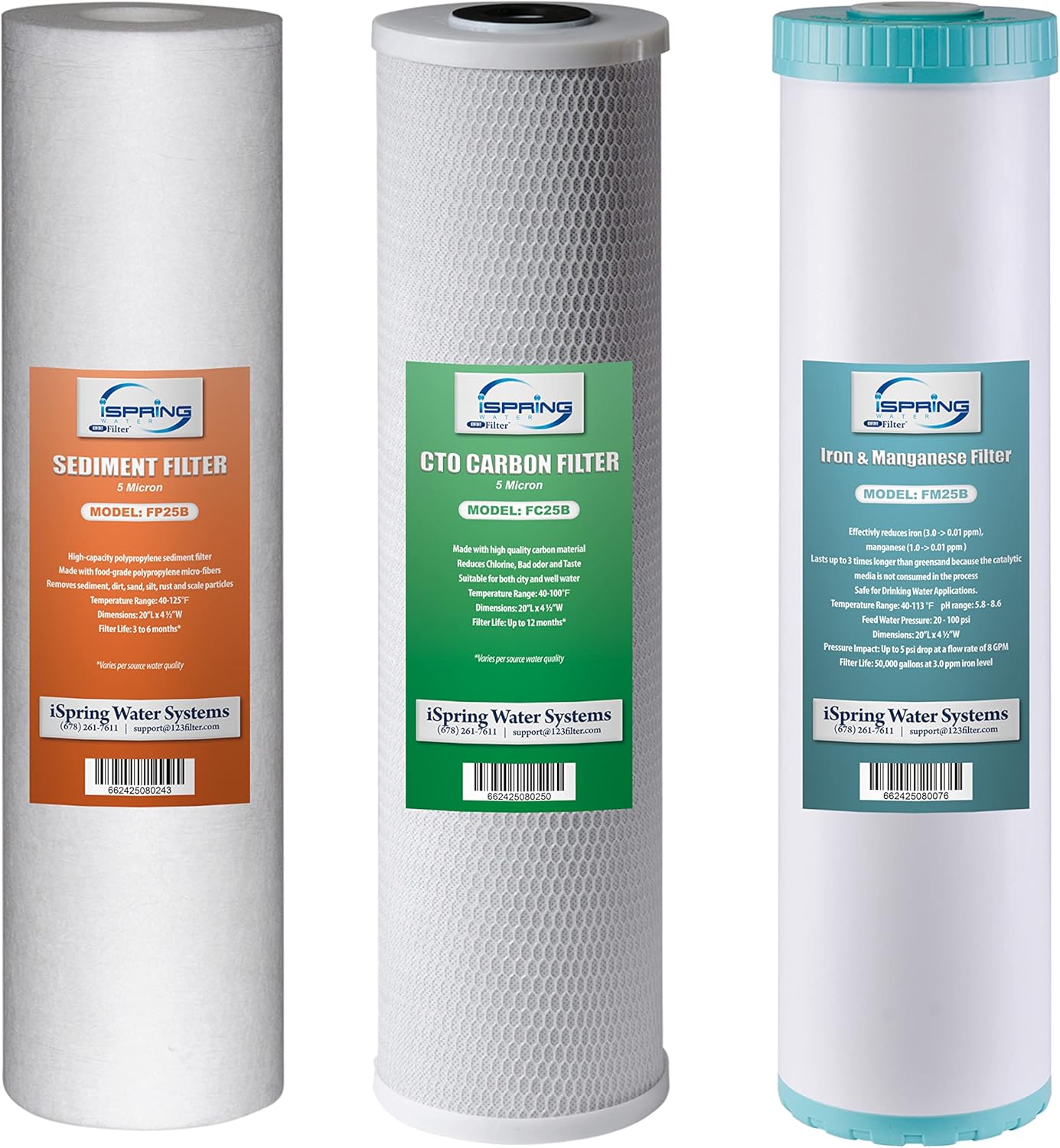 iSpring F3WGB32BM 4.5 x 20 Whole House Water Filter Set