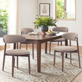 Wooden Dining Chairs Set of 4 - Modern Fabric Upholstered Camel ()