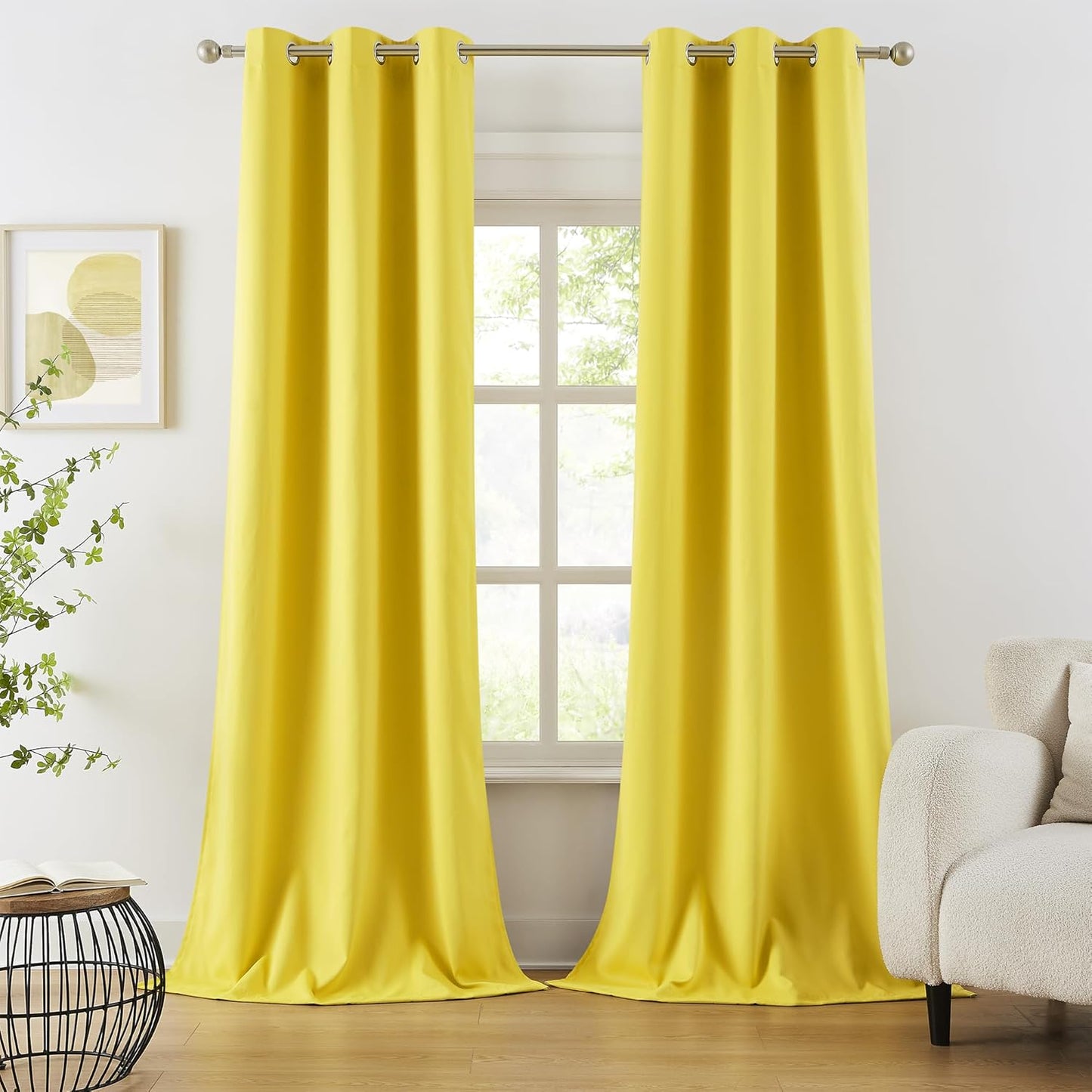 DUALIFE Yellow Blackout Curtains for Bedroom and Living Room