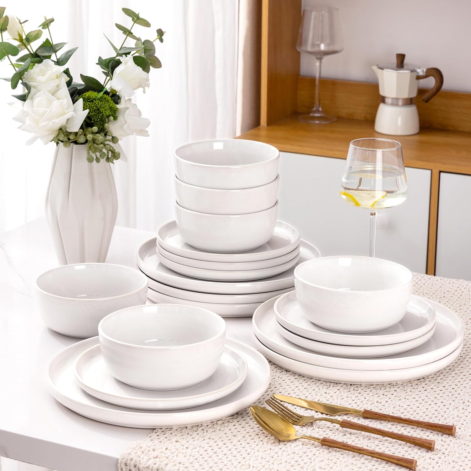 AmorArc Stoneware Dinnerware Set - Unique Reactive Glaze Plates