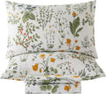 King Size Percale Cotton Sheets Green Floral - Crisp, Deep Pocket
