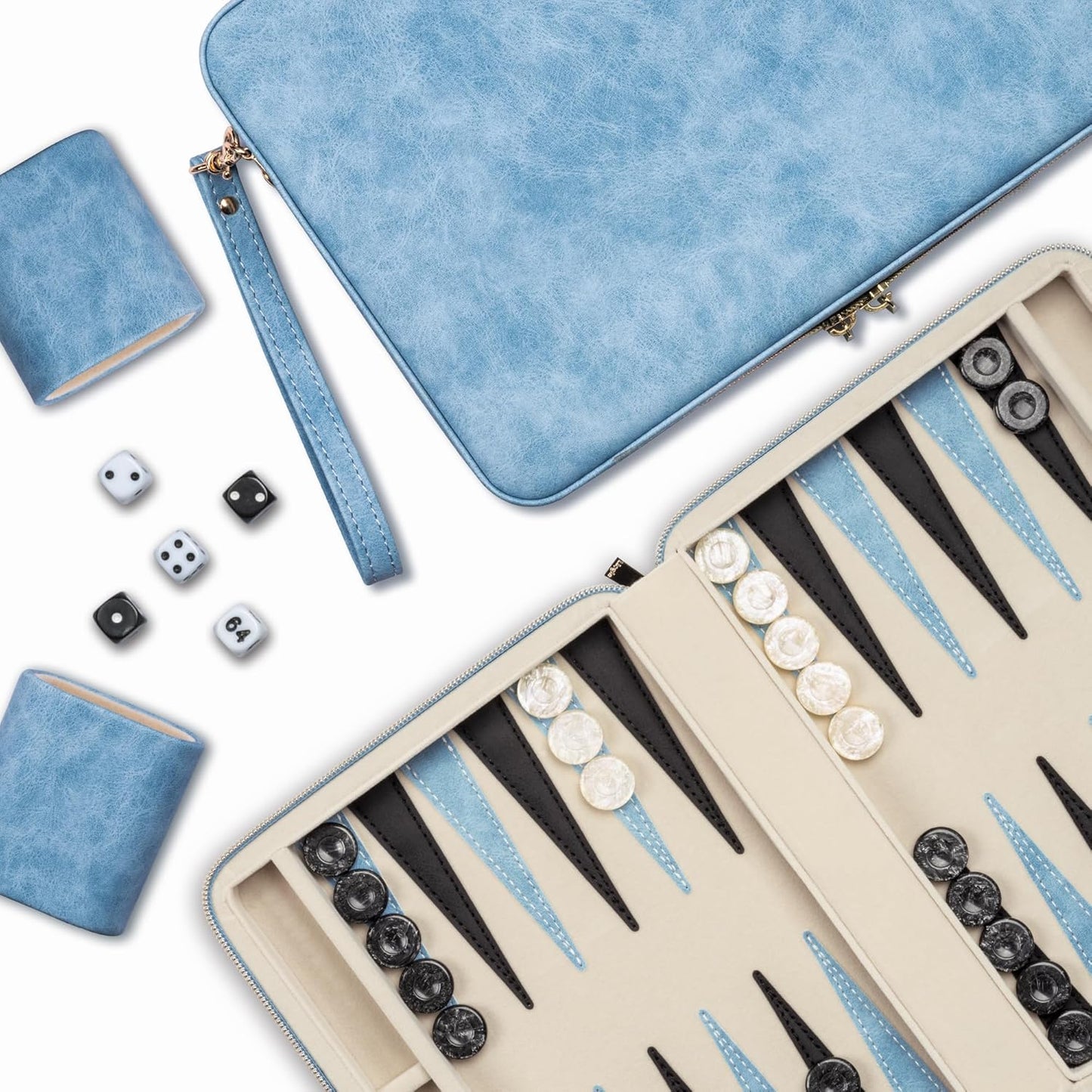 Backgammon Sets for Adults with Folding Leather Case for Travel