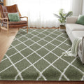 Fluffy Rug for Bedroom 5x7 ft Stripe Checkered Rug - Cloud-Like