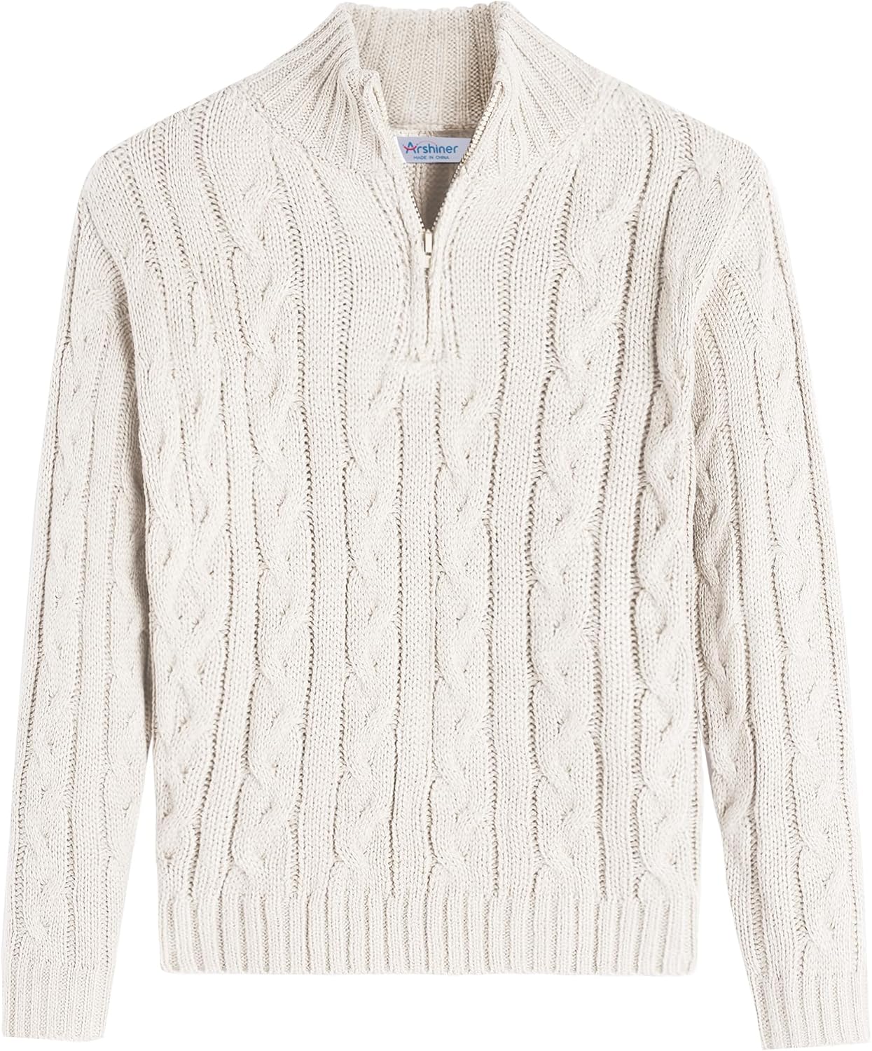 Arshiner Boy's Cable Knitted Sweater Half Zip for Kids 3-12