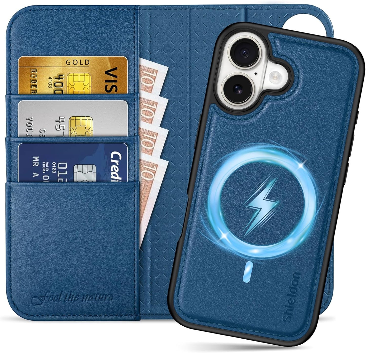 SHIELDON Removable Wallet Case for iPhone 17 - Royal Blue