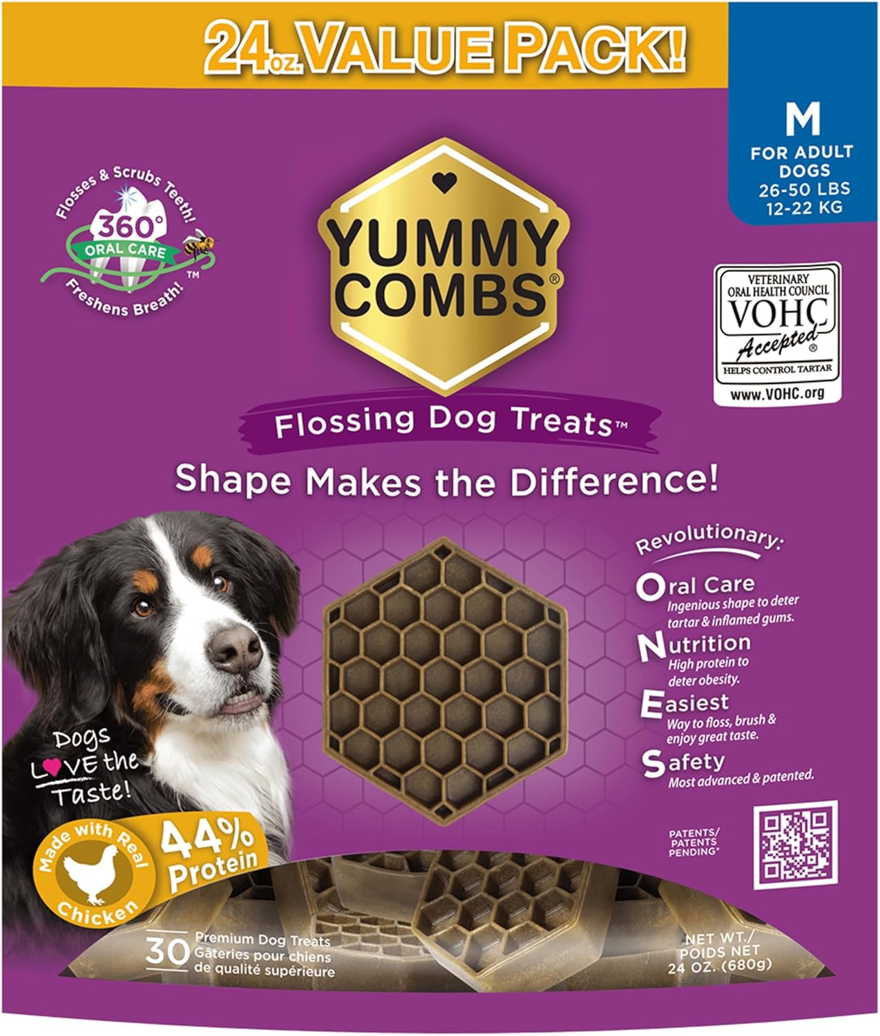 Yummy Combs Dog Dental Treats for Medium Dogs with Chicken Protein