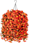 Fall Artificial Hanging Basket with Morning Glory Vines - Autumn Patio