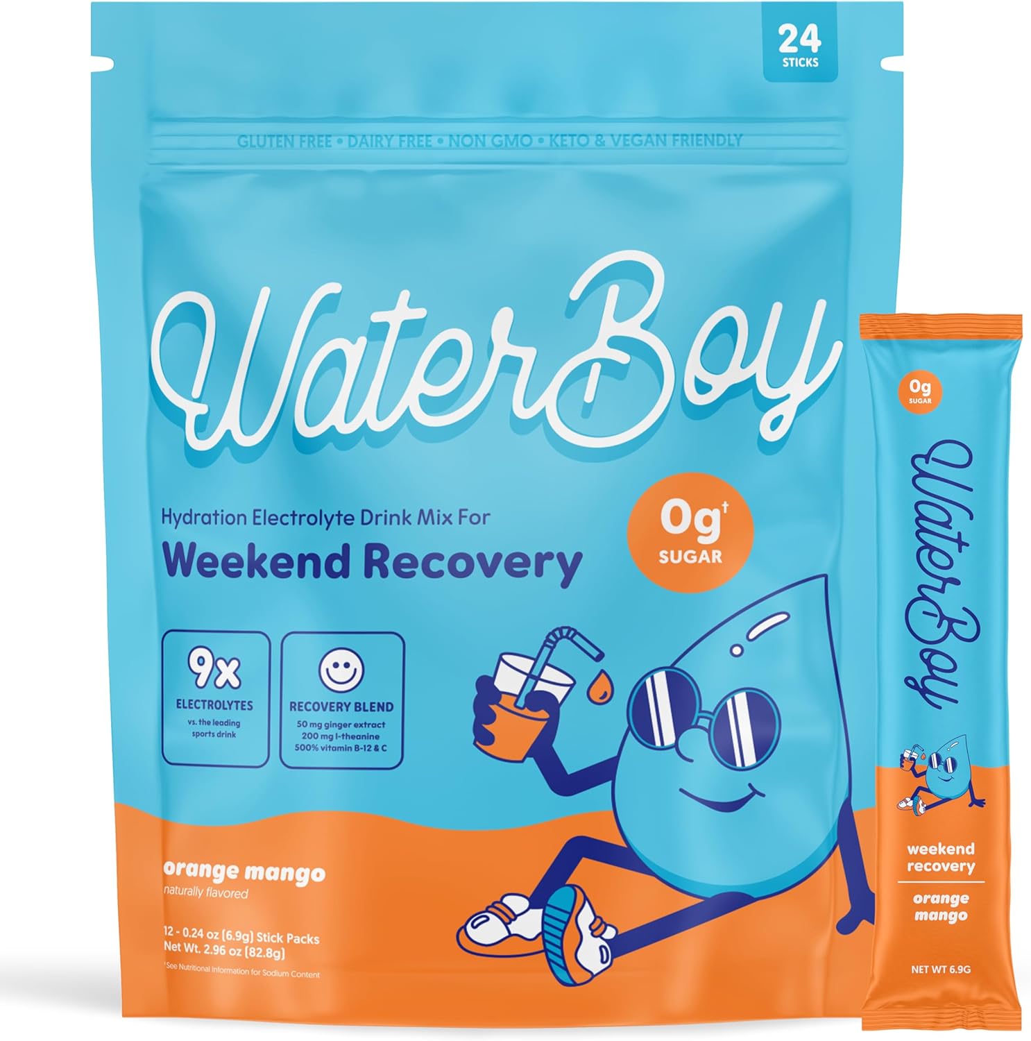 Waterboy Weekend Recovery Electrolyte Powder Packets for Adults