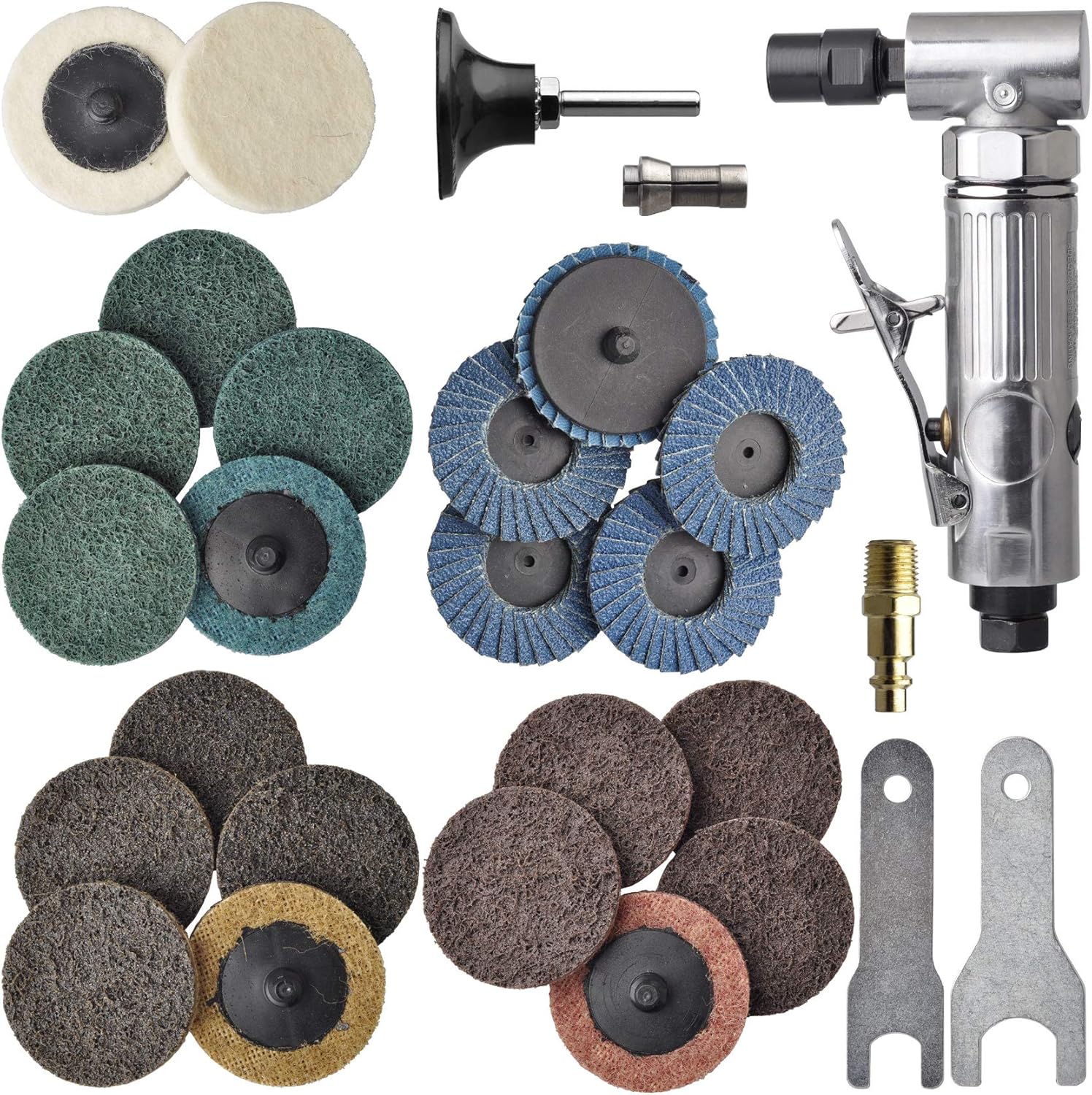1/4 Inch Angle Air Die Grinder Kit with 22 Sanding Discs