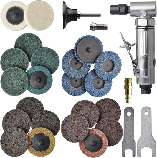 1/4 Inch Angle Air Die Grinder Kit with 22 Sanding Discs