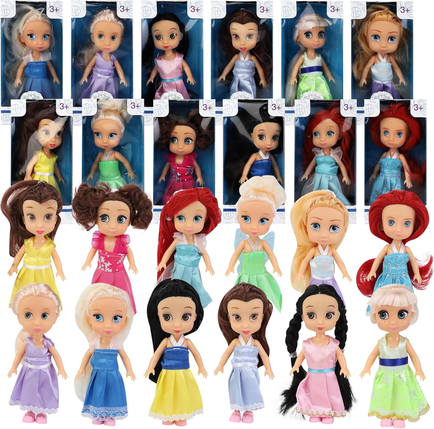 12 Pack Little Royal Princess Dolls for Imaginative Play Fun