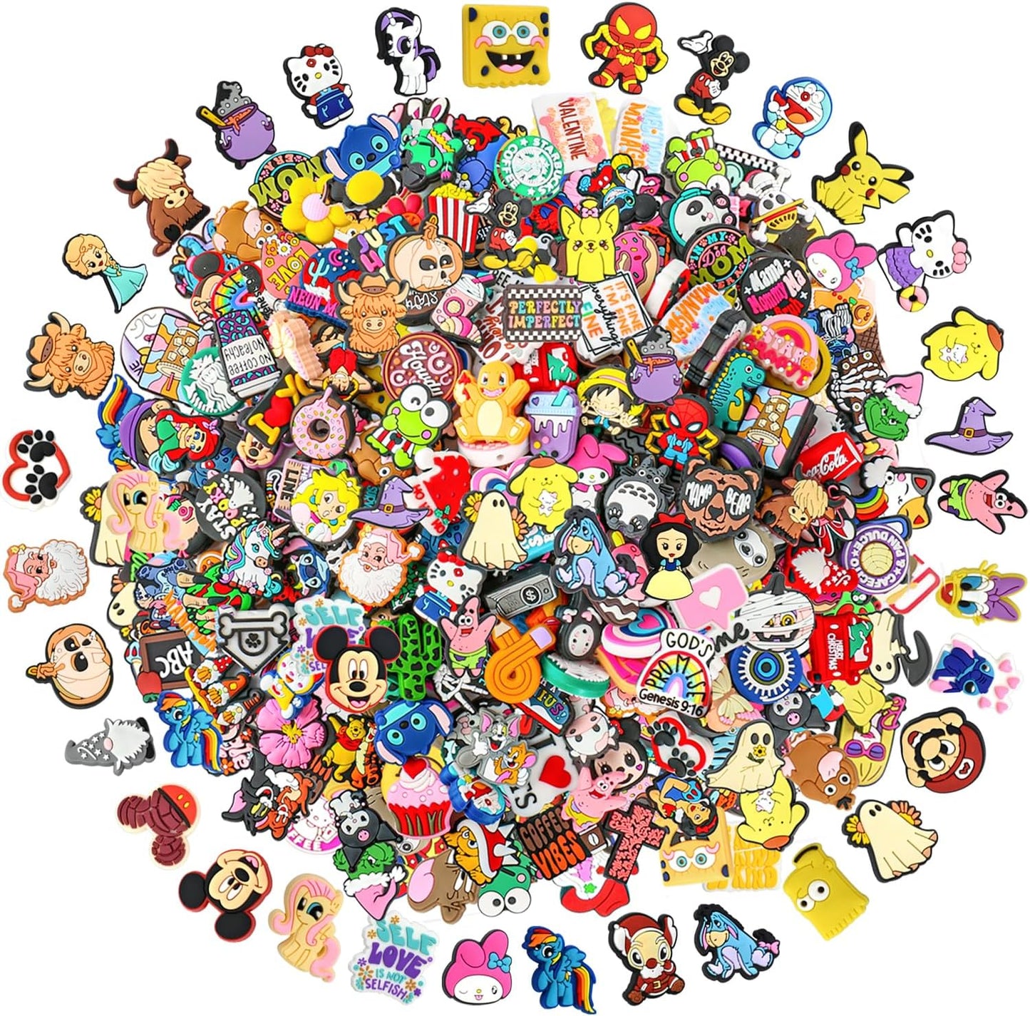110Pcs Non-Repeat Cartoon Silicone Focal Beads for Crafts