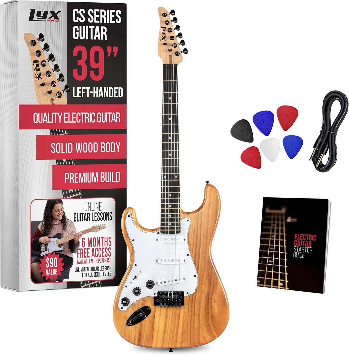 Left Hand Electric Guitar Kit with Solid Wood Body
