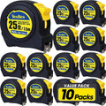 Tape Measure 25 ft 10 Pack - Bulk Easy Read Retractable Measuring Tape