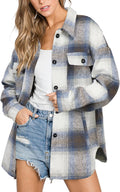 Women's Flannel Plaid Shacket Long Sleeve Button Down Jacket - Cozy