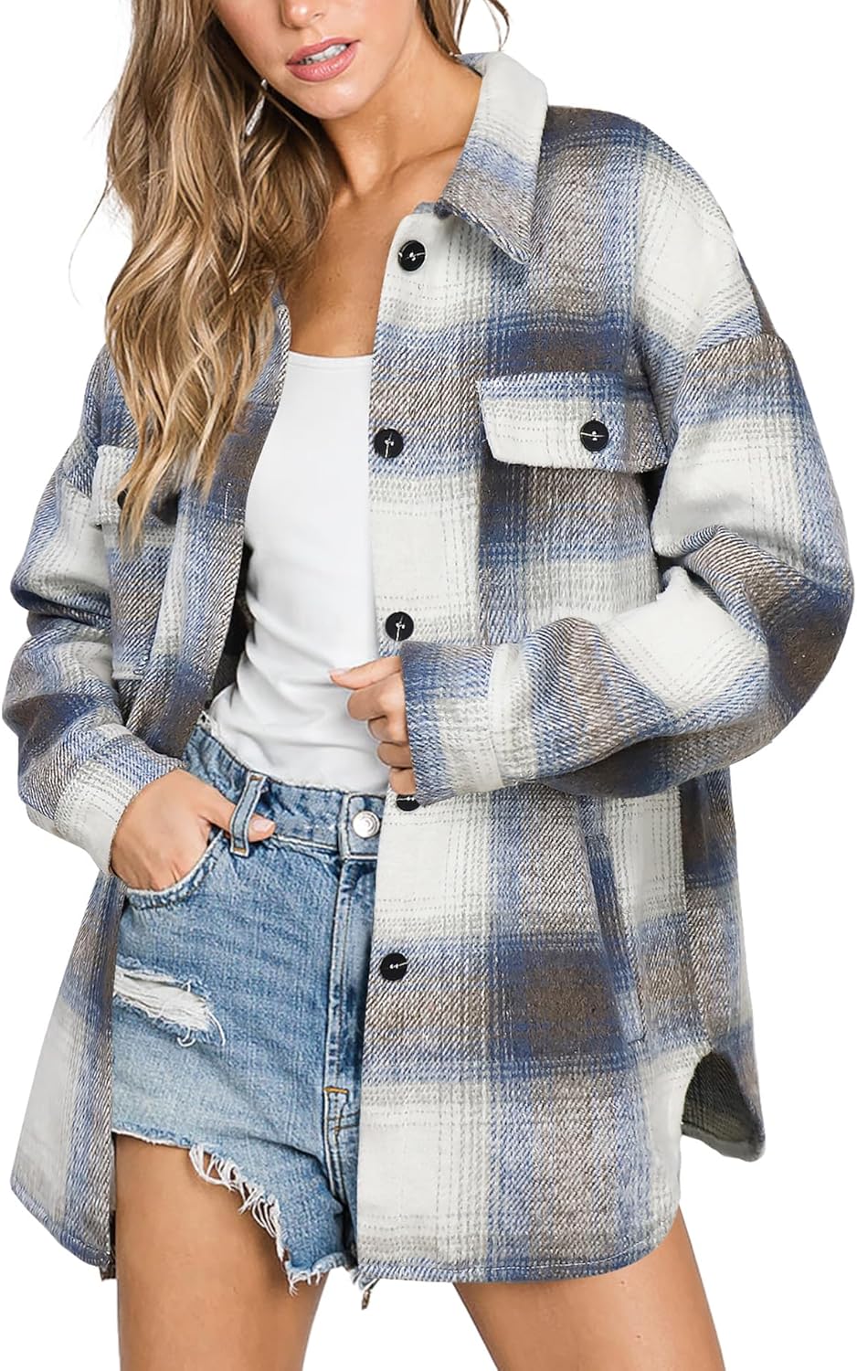 Beaully Women's Flannel Plaid Shacket for Fall Outfits