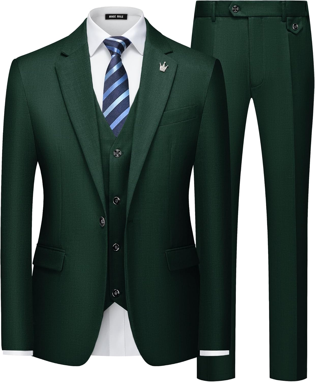MAGE MALE Slim Fit 3 Piece Tuxedo Suit for Weddings and Parties